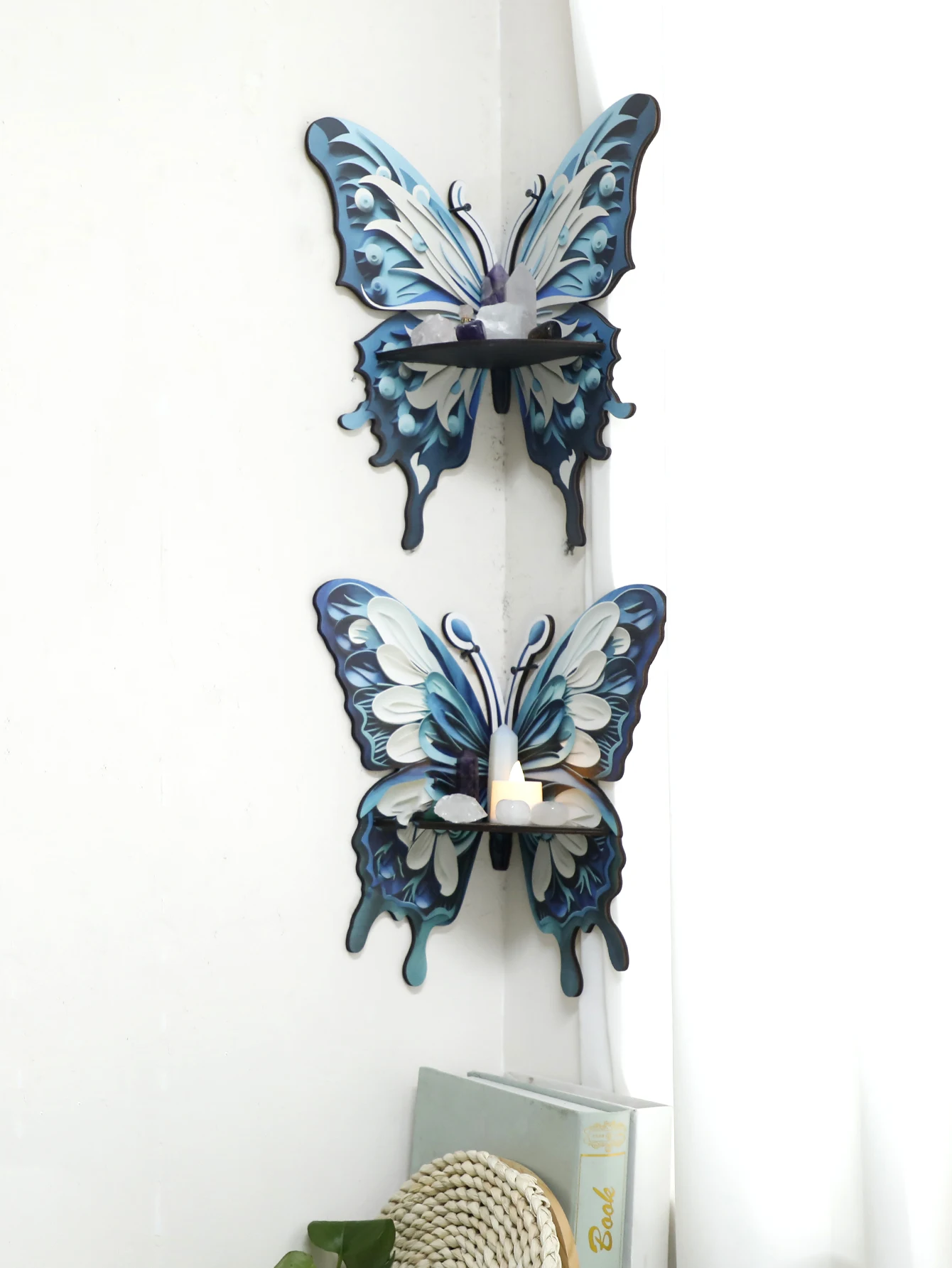 Home Essentials Bathroom Rack - Mensola in cristallo a farfalla a