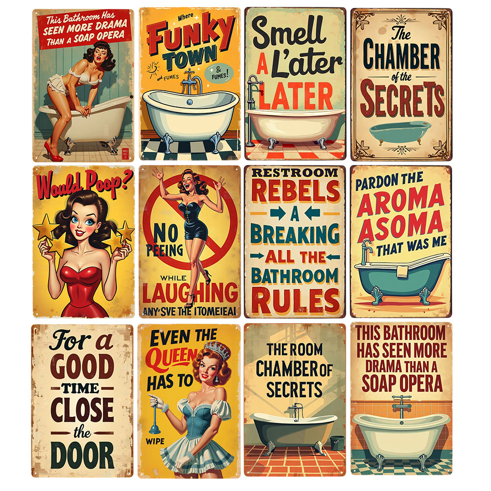 Home Bathroom Rules - Divertenti regole del bagno Targa in
