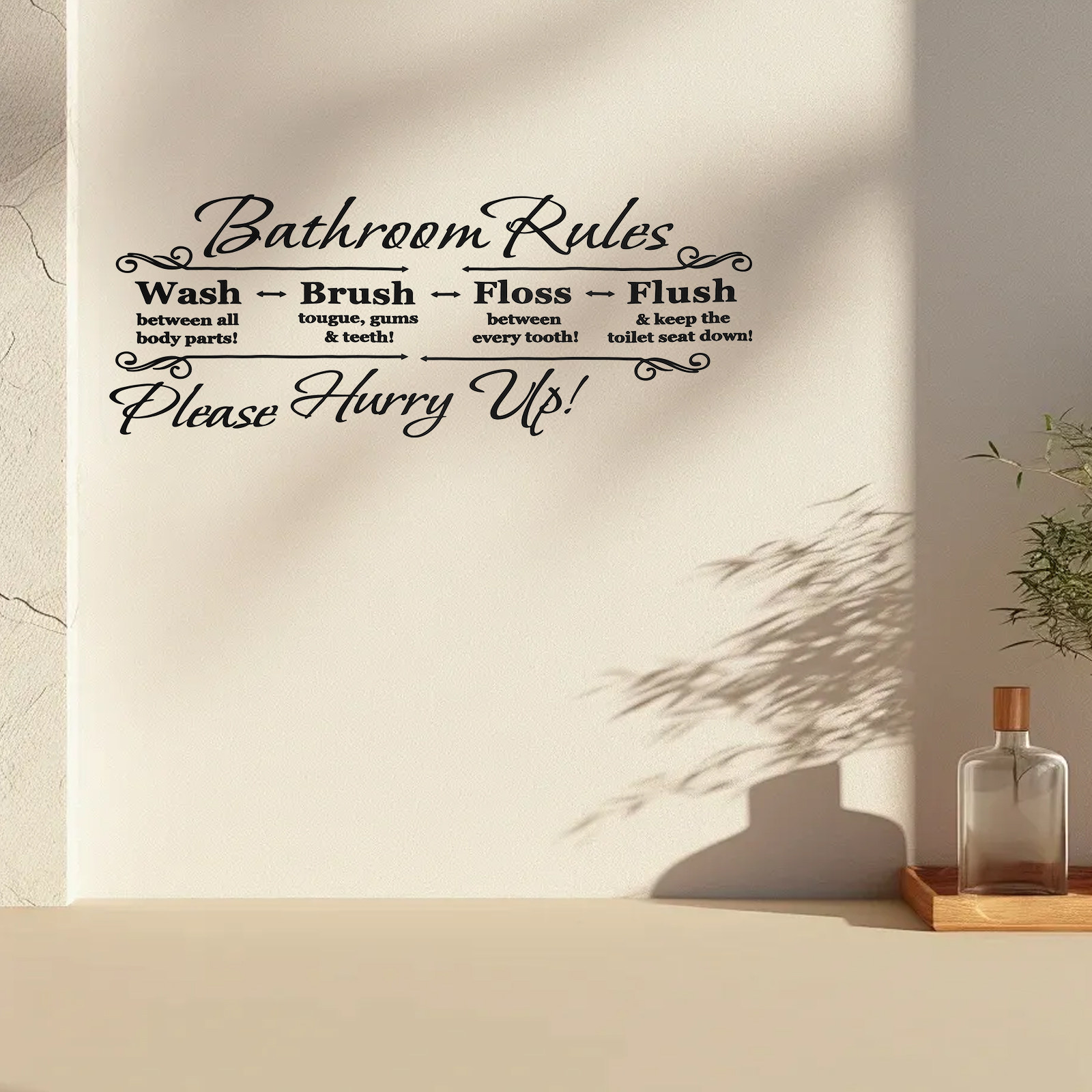 Home Bathroom Rules - Adesivo Murale con Regole per il