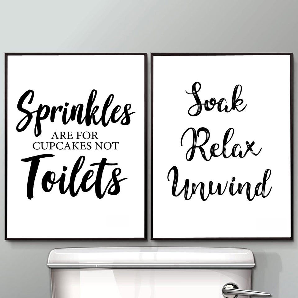 Home Bathroom Rules - Wall Art Canvas Painting Divertenti regole