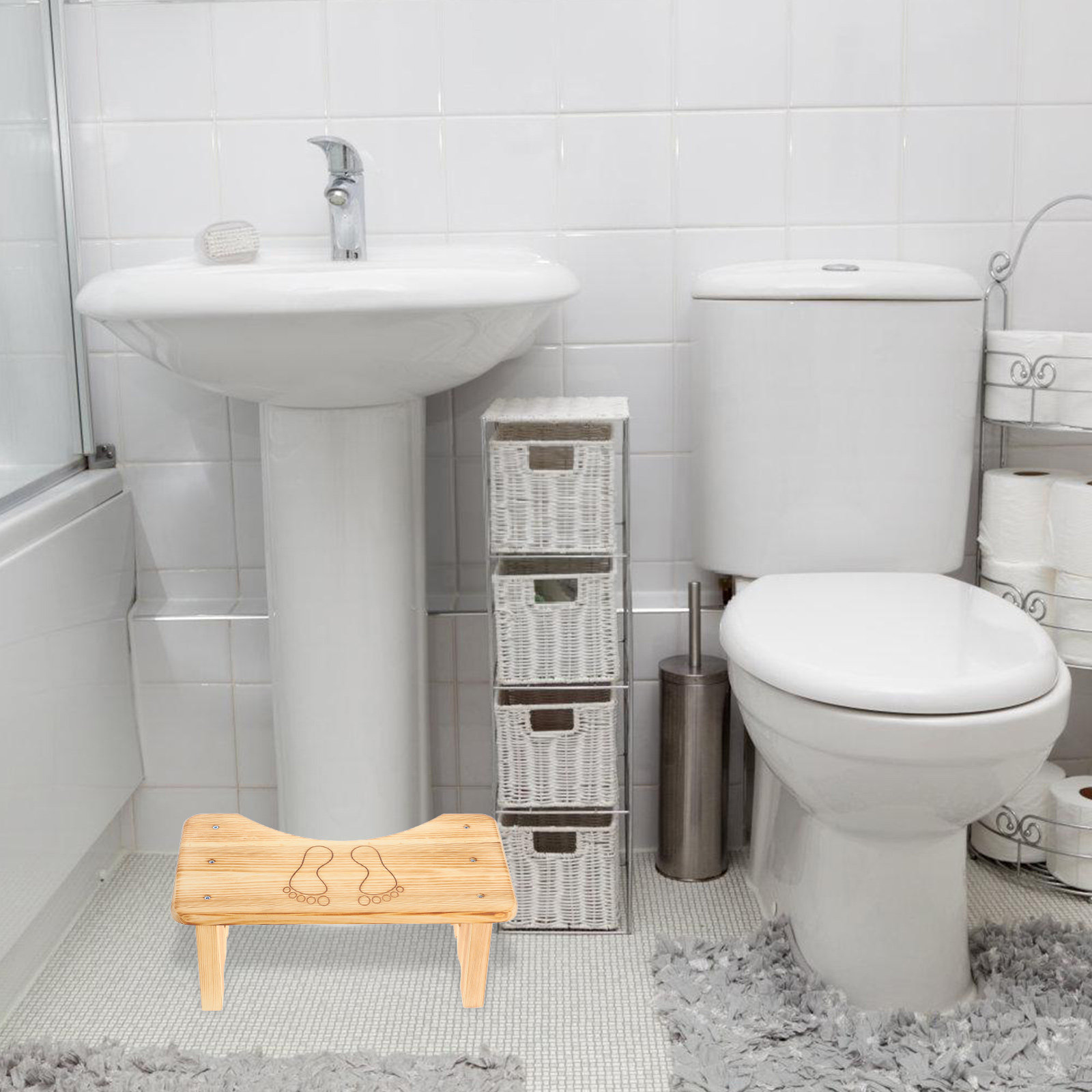 Home Toilet Bathroom Design - Sgabello da Bagno per Adulti in
