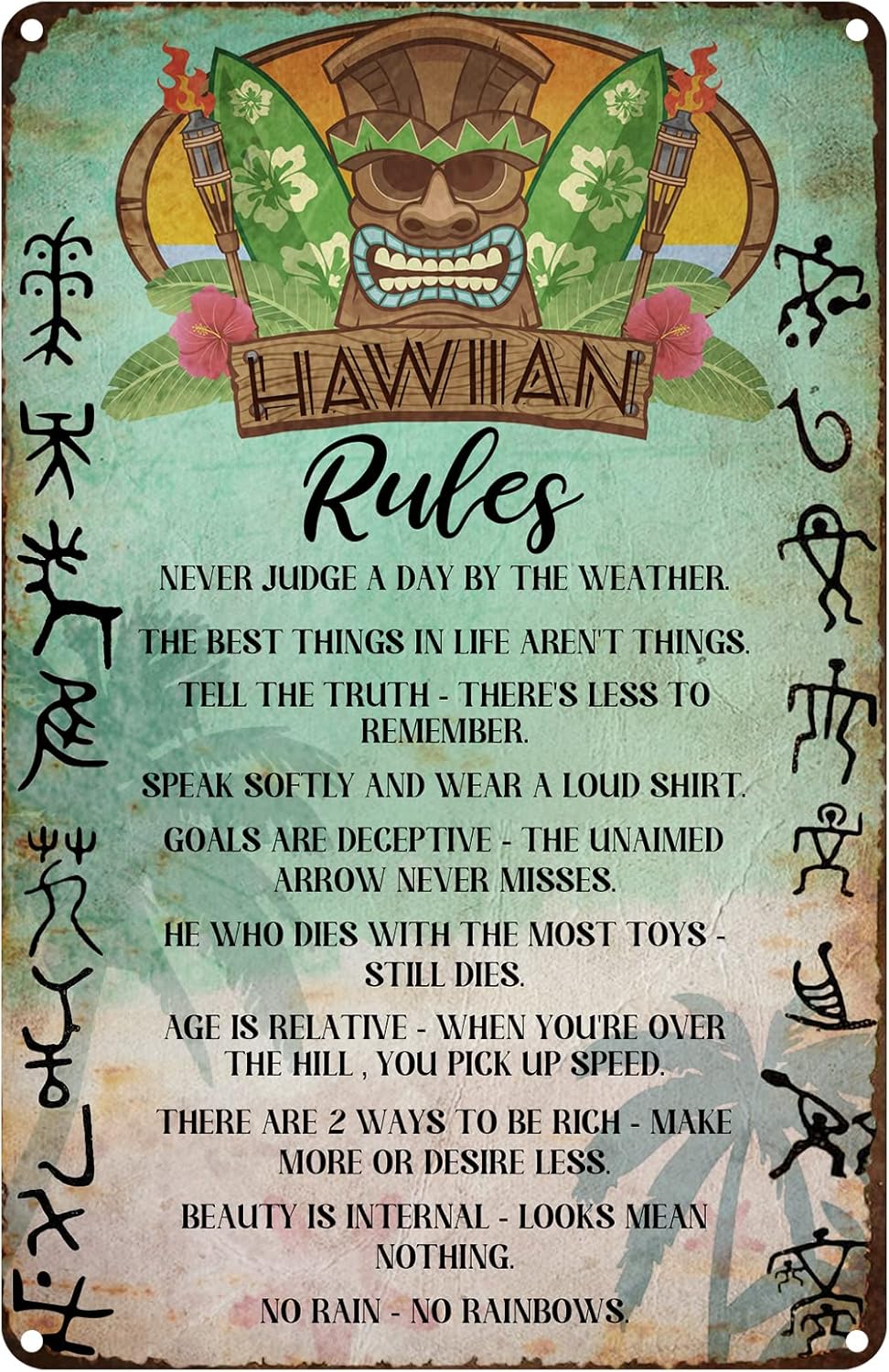 Home Bathroom Rules - Targa Vintage in Metallo con Regole