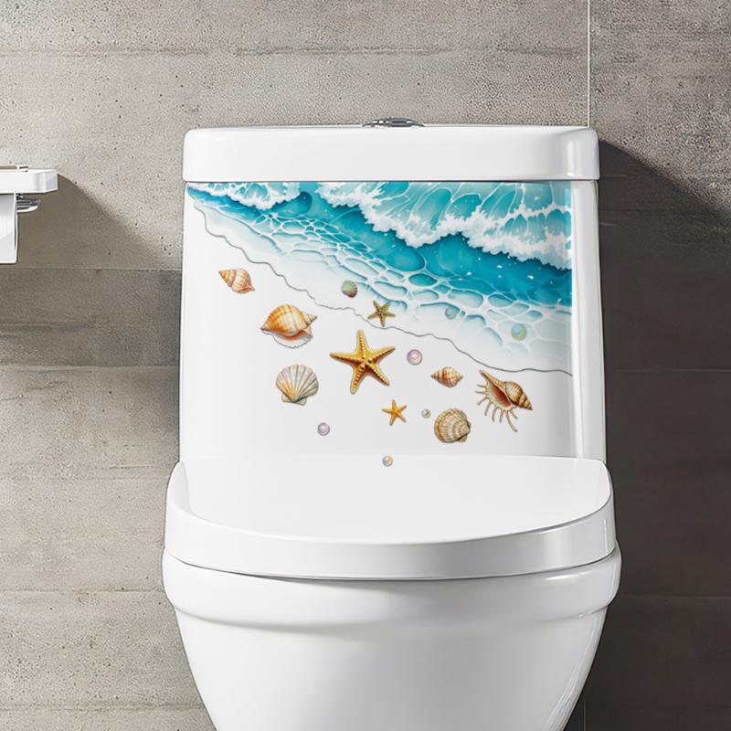 Home Toilet Bathroom Design - Adesivo per WC a tema oceano,