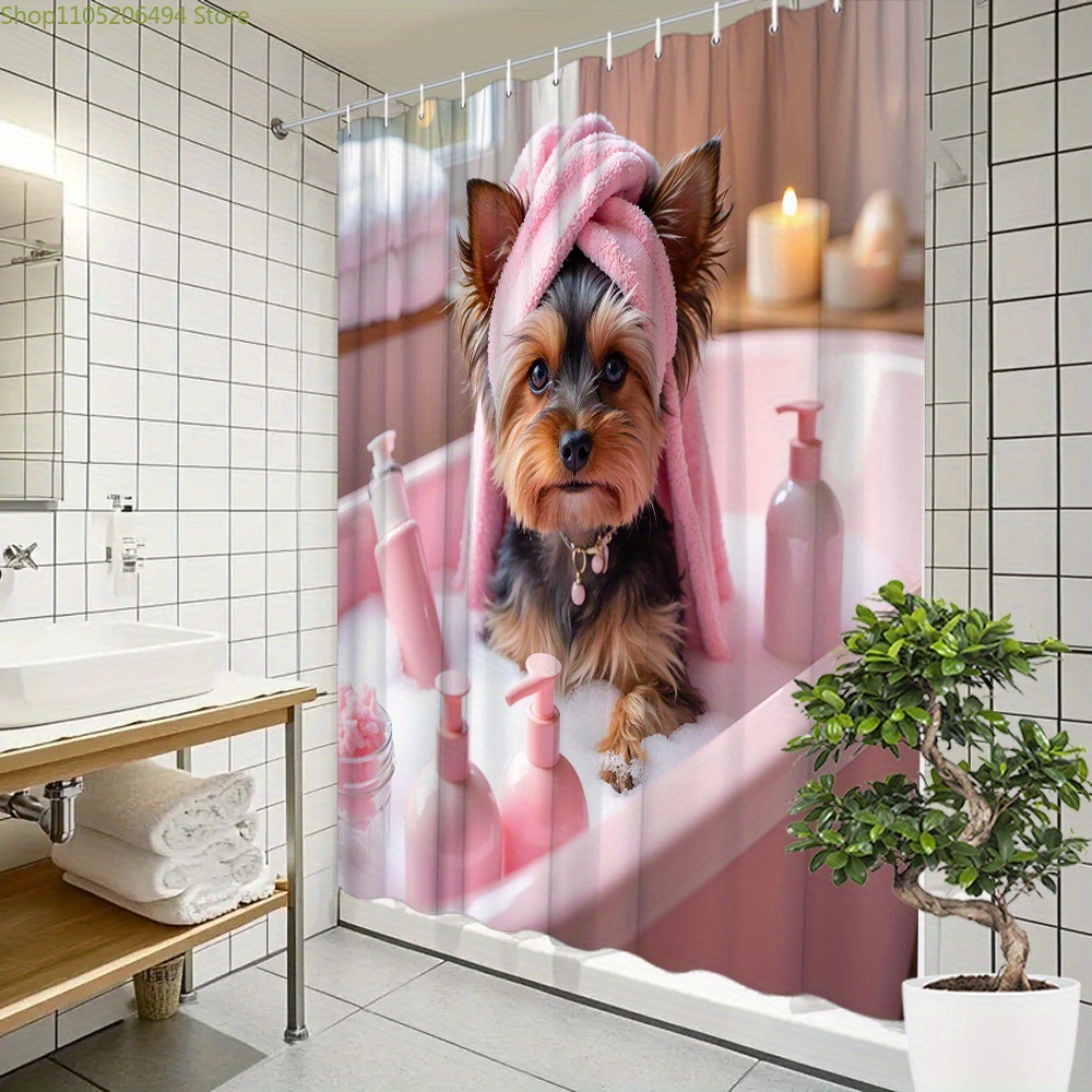 Adorable Home Bathroom Ideas - Tenda da Doccia con Simpatico Cane