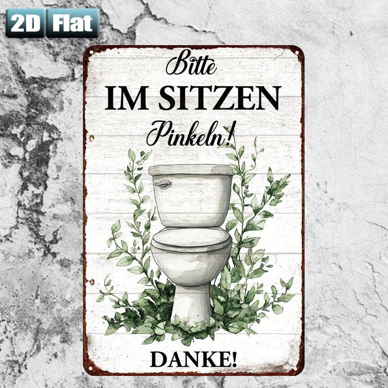Home Bathroom Rules - Targa in metallo retrò con scritta