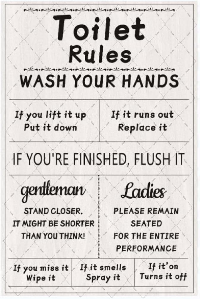 Targa in Metallo con Regole de - Home Bathroom Rules recensione e prezzo