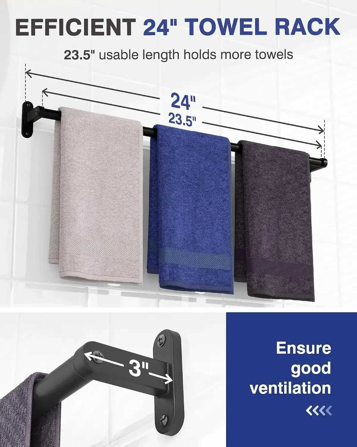 Portasciugamani nero opaco per - Home Essentials Bathroom Rack recensione e prezzo