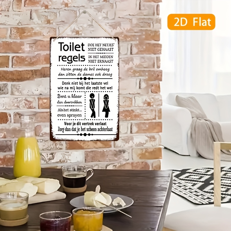 Divertente targa in ferro vint - Home Bathroom Rules recensione e prezzo