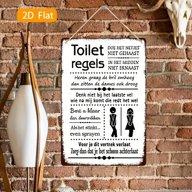 Divertente targa in ferro vint - Home Bathroom Rules recensione e prezzo