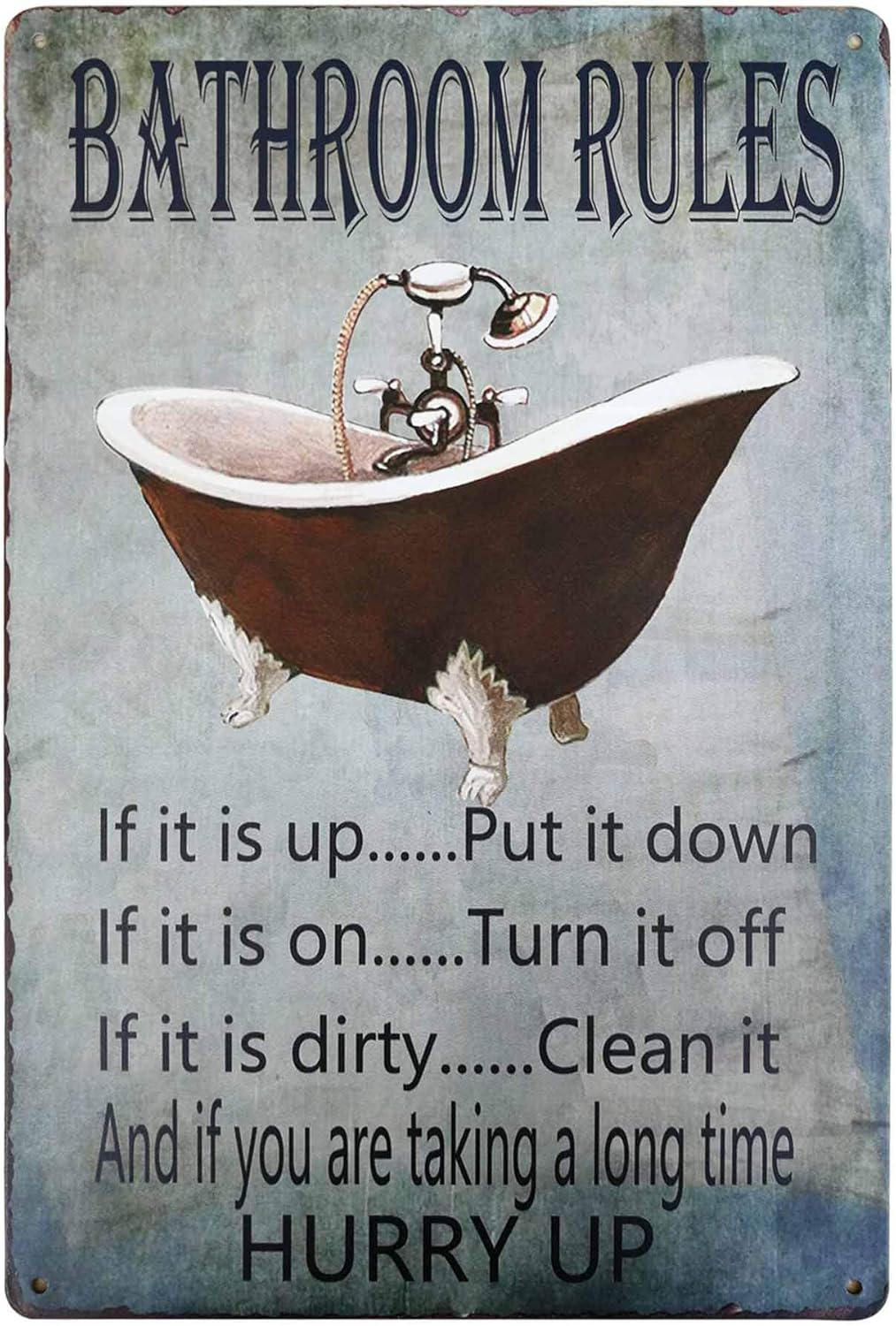 PXIYOU Targa in Latta Vintage  - Home Bathroom Rules recensione e prezzo